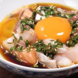 成人海鲜韭菜蛋（刺身韭菜酱油+蛋黄）