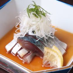 Seared marinated mackerel and whitebait with grated daikon radish and ponzu sauce