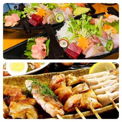 [Limited time only! All-you-can-drink included] Course with sashimi platter and charcoal grilled skewers 4,950 → 4,400 yen