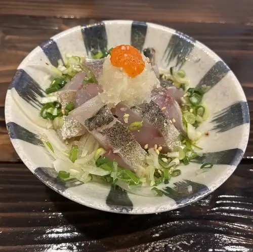 Seared horse mackerel with ponzu sauce