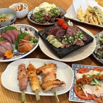 大山鶏と牛タン＆牛ハラミ　鮮魚の宴　（6,000円）