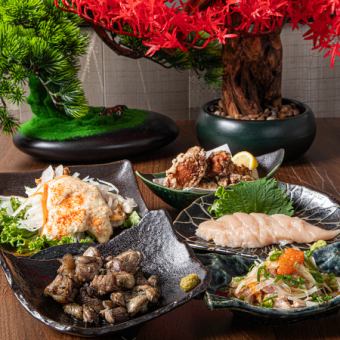 宮崎地鶏のおまかせコース6000円(税込)飲み放題付（90分L.O）