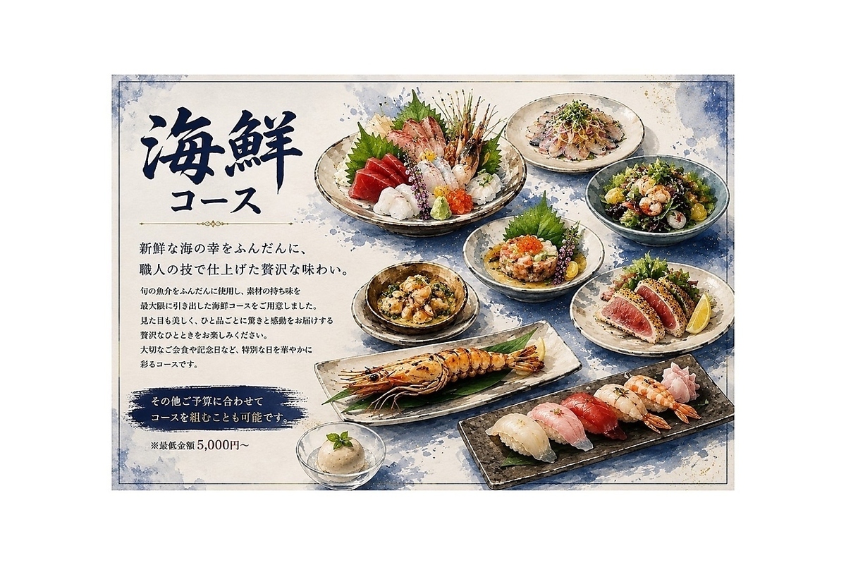 海鮮系のメニューもご用意しております。
