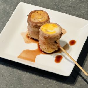 ≪博多野菜巻き串≫自家製玉子 赤ワイン醤油