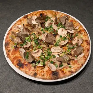 Black truffle and mushroom pizza