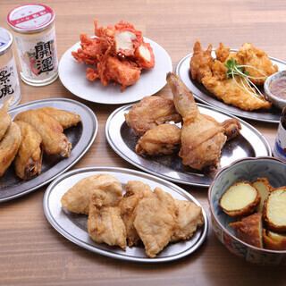 【3H 생맥주 포함! 35종 음료 무제한 포함】 구시로 잔기 2종 & 오뎅 3종 모듬 등 8품 4,000엔 코스