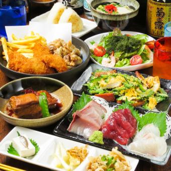 【宴会にも♪】沖縄の定番料理が盛りだくさん！全8品5500円ゆったり2時間飲み放題付き！