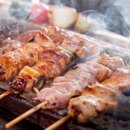備長炭で焼き上げる
