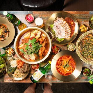 【2時間飲み放題付】カムジャタンやポッサムなど韓国料理を味わえるハンチェコース5000円(税込)