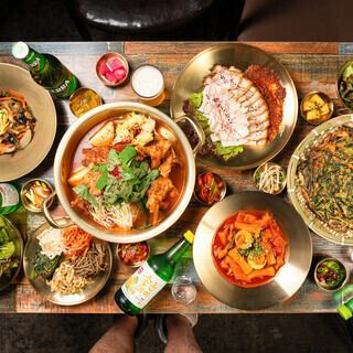【2時間飲み放題付】カムジャタンやポッサムなど韓国料理を味わえるハンチェコース5000円(税込)