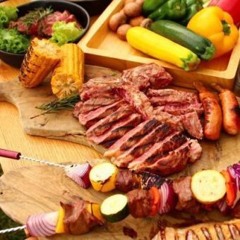 一日1組限定!?【天気悪くても関係ない!!】屋内BBQプラン3時間食べ飲み放題付コース