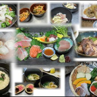 【宴会一番人気】全10品、鯛釜めしコース5,200円(税込)※鯛めし、荒焚き、鯛の梅シソ天ぷら等