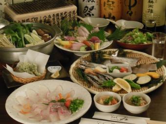 【夏のおすすめ】全7品　『七輪＆ハモすき鍋欲張りコース』