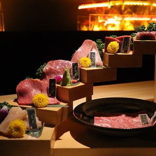 【ランチ】1.デート人気No1■挑戦コース■名物『花の階段盛り』『ヘレカツ』(7品+肉6種+甘味)