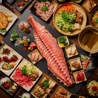 [2 hours all-you-can-drink included] 4000 yen course with choice of horse sashimi or tuna + 500 yen to change to unlimited all-you-can-drink