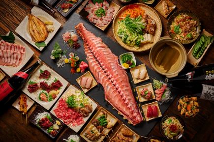 【含3小時無限暢飲】附火鍋！會津馬肉刺身和藍鰭鮪魚5000日圓套餐