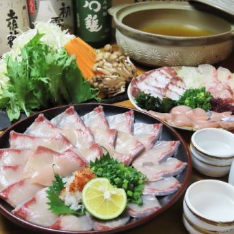 [Perfect for welcoming/farewell parties and other banquets] "4 kinds of seafood! Yellowtail shabu-shabu course" 8 dishes + 2 hours all-you-can-drink for 7,000 yen (tax included)