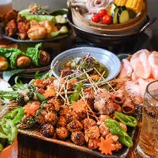 【夏】鶏串×もち豚のせいろ蒸し【夏の幸-さち-コース】飲み放題付5000円（料理のみ3500円）
