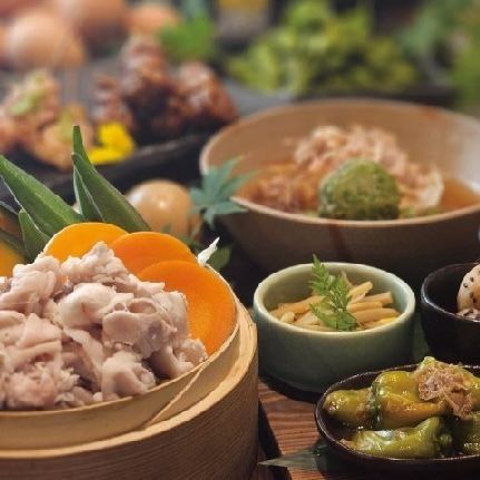 秋野菜ともち豚のせいろ蒸し【秋の幸コース】 飲み放題付4,500円→4000円