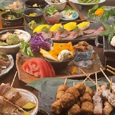 神戸牛の炙り肉寿司×豪華焼き物6種盛り【秋の粋-いき-コース】飲み放題付6,500円→6000円