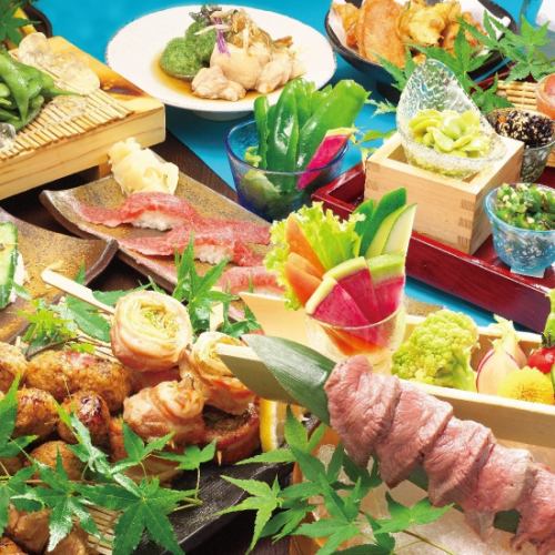 12月！神戸牛の炙り肉寿司×豪華焼き物6種盛り！！【粋-いき-】コース飲み放題付6500円→6000円