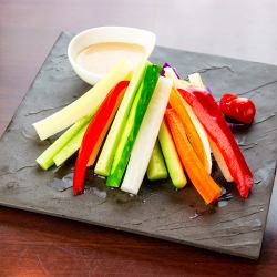 Raw vegetables and bagna cauda sauce