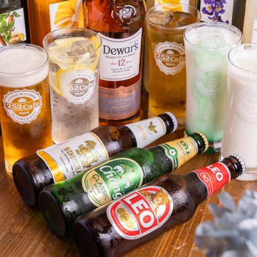 タイ瓶ビールやラッシー等アジアのドリンク多数！