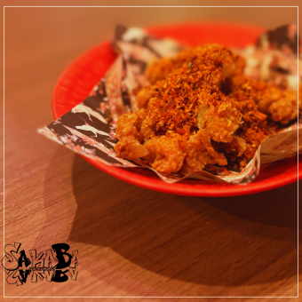 Spicy fried chicken skin