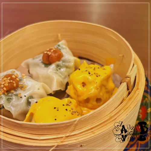 Cheese and plum and shiso shumai (2 kinds)