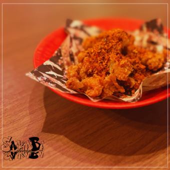 Spicy fried chicken skin