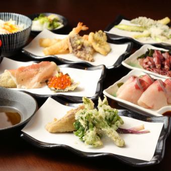 主廚精選天婦羅套餐【附2小時無限暢飲】5,000日圓（含稅）/※僅限第一次訂購生啤酒