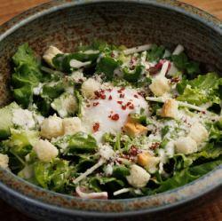 Warm ball Caesar salad