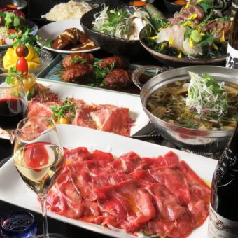 <12/1~>3 hours all-you-can-drink included! 7500 yen ⇒ 6500 yen with coupon! Beef tongue shabu-shabu course with the famous Tsukimi Tororo