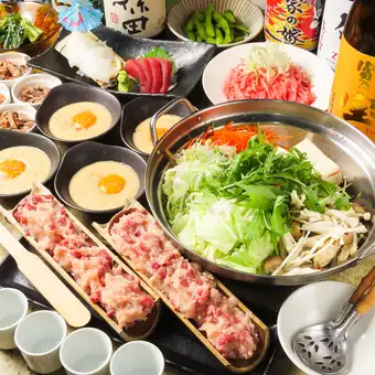 名物!コリ旨【自家製牛たん入りつくね鍋コース】2時間飲み放題付(ビール無)※金/祝前日以外限定!