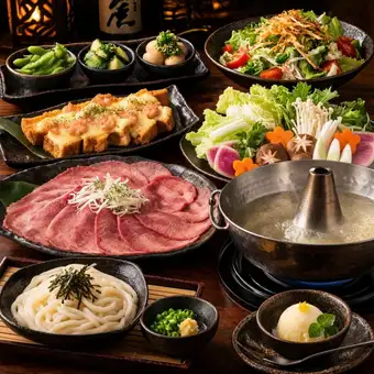 5000円【粋-iki-コース7品】2h飲み放題付き 名物!牛たんしゃぶしゃぶ