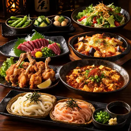 4500 yen [Utage Course - 7 dishes] 2 hours all-you-can-drink included. New specialty! Tulip fried chicken & offal mapo tofu.