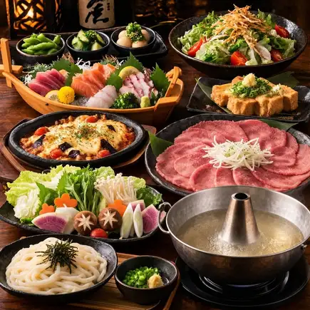 5980円【シルバーコース8品】3.5hプレミアム飲み放題土曜日限定！舟盛り名物牛タンしゃぶしゃぶ