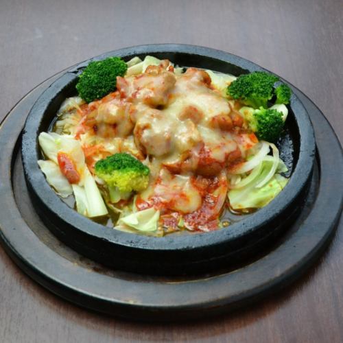 Stone plate cheese dak galbi