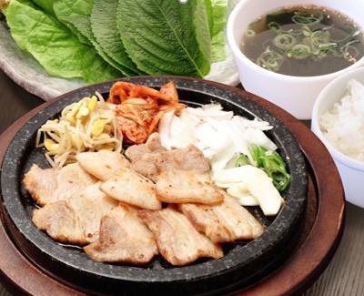 Stone plate Samgyeopsal set meal