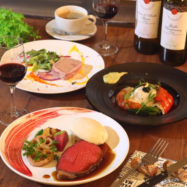 Enjoy luxurious dishes such as Japanese black beef, abalone, and lobster shrimp..."Premium Course" for 7,700 yen!