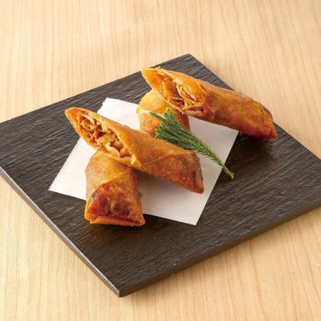 Deep fried spicy lotus root spring rolls