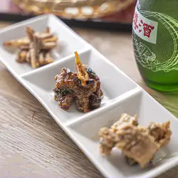 珍味三種盛り(鰻の生姜煮・ひもポン・鰻の奈良漬)