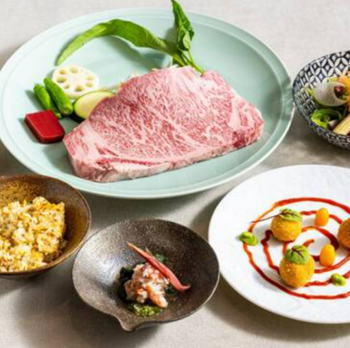 [神户牛肉套餐≪结论≫]虾和扇贝海鲜，神户牛沙朗套餐