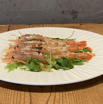Grilled red shrimp carpaccio