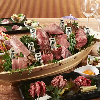 【早期予約がお得】企業ご宴会に！神戸牛一頭舟盛りコース　飲み放題付　10,000円（税込）