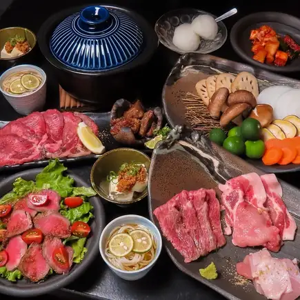 [Limited to August 1st - August 31st] Awa Meat Tour♪ A course including a platter of Awa beef, chicken, and pork, food only, 7000 yen (tax included)