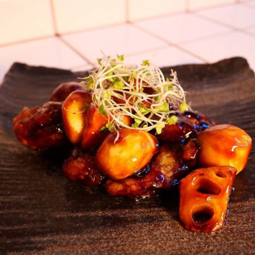 牡蠣と野菜の黒酢あんかけ