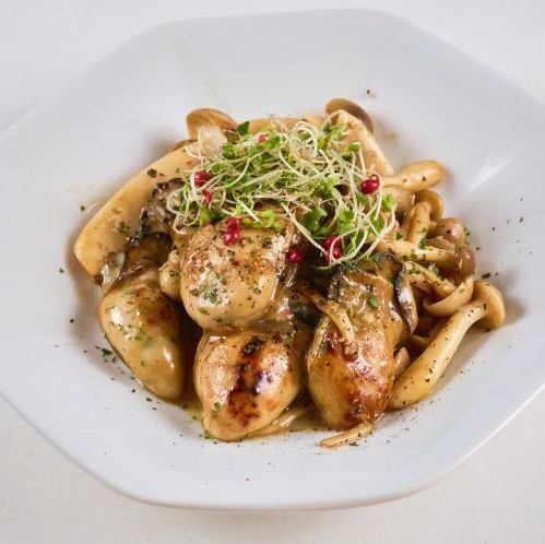 牡蠣とキノコのバター炒め