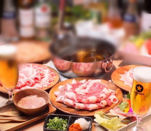 【2色鍋】 【肉屋厳選】国産牛と夢の大地豚バラコース 小学生・幼児様料金あり