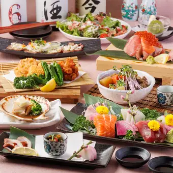 【3時間飲み放題付き／9品】刺盛りや焼き貝など『白潮-Shiroshio-コース』⇒6000円(税込)